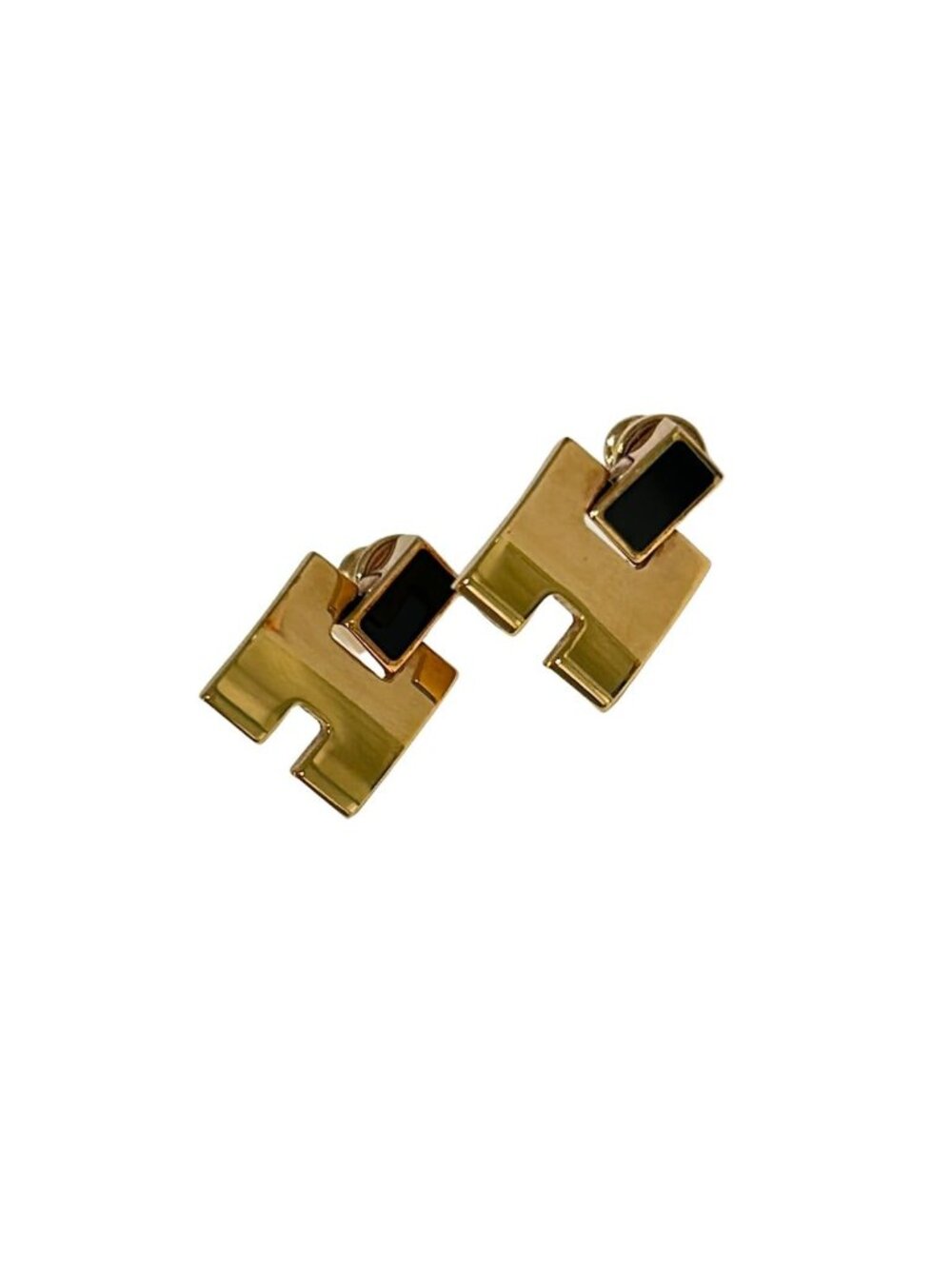 Hermes Earrings Irene Gold Black